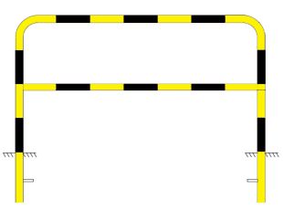 Bariera chodnikowa U-12a z porzeczką | do wkopania, wbetonowania, żółto-czarna